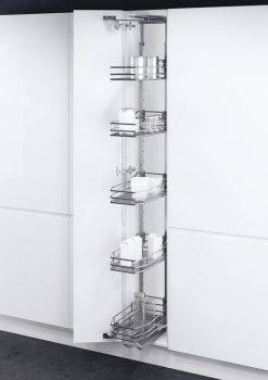 Vauth-Sagel Tal Gate N, Swing Out Larder Unit - Classic Linear Chrome Wire Baskets