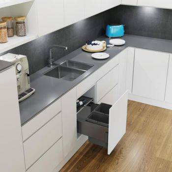 Vauth Sagel ENVI Space S - 500mm, 2 bins - integrated under sink pull out kitchen cupboard bin