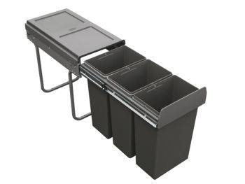 Tek - 300mm door, 3 bins - under sink pull out kitchen cupboard bin