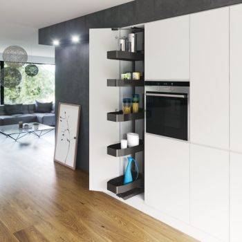 Vauth-Sagel Tal Gate N, Swing Out Larder Unit - Planero Lava Grey Metal Baskets