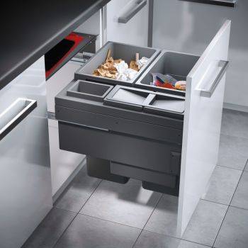 Hailo Euro Cargo - 600mm door, 4 bins  - integrated under counter pull out kitchen cupboard bin