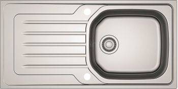 Clearwater Bolero Stainless Steel Large Single Bowl & Reversible Drainer Inset Kitchen Sink - Stainless Steel