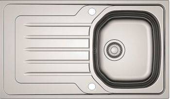 Clearwater Bolero Stainless Steel Single Bowl & Reversible Drainer Inset Kitchen Sink - Stainless Steel