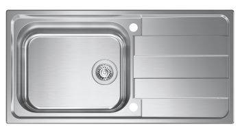 Clearwater Cresta Stainless Steel Large Single Bowl & Reversible Drainer Inset Kitchen Sink - Stainless Steel
