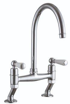 Clearwater Dephini, Dual Lever, Swan Neck, Traditional Belfast Bridge Kitchen Tap