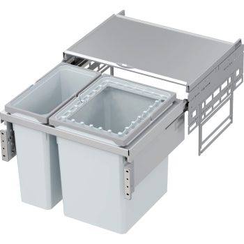 Vauth Sagel ENVI Space Pro - 600mm door, 1 x 21l & 1 x 39l bin - integrated under drawerline pull out kitchen cupboard bin