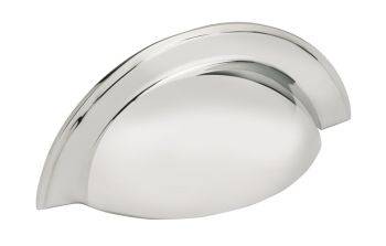 Häfele Bevera polished nickel brass cup pull handle with recessed profile for kitchen cabinets  102mm length