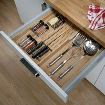 Hafele eXTray Expanding European Oak Insert for Utensils, Spice Jars and Knives
