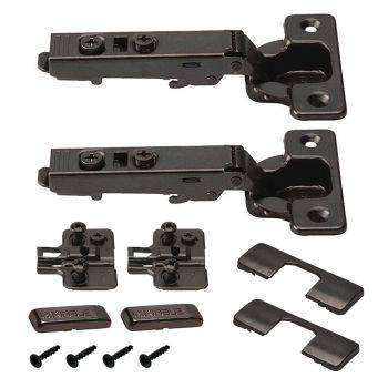 Set of 2 Hafele Metalla 310, 110 degree click on soft close kitchen cabinet hinges, for full overlay mounted doors - Black Nickel plated