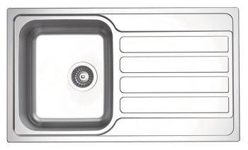 Clearwater Indio Stainless Steel Single Bowl & Reversible Drainer Inset Kitchen Sink - Stainless Steel