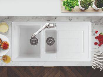 Clearwater Jarla Ceramic 1.5 bowls Inset Kitchen Sink