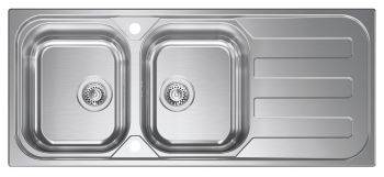 Clearwater Kudos Stainless Steel Double Bowl & Reversible Drainer Inset Kitchen Sink - Stainless Steel