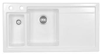 Clearwater Lydian Ceramic 1.5 bowl Inset Kitchen Sink with drainer