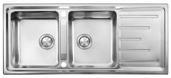 Clearwater Monza Stainless Steel Double Bowl & Reversible Drainer Inset Kitchen Sink - Stainless Steel
