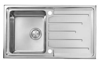 Clearwater Monza Stainless Steel Single Bowl & Reversible Drainer Inset Kitchen Sink - Stainless Steel