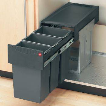 Hailo Tandem - 300mm door, 3 bins - under sink pull out kitchen cupboard bin