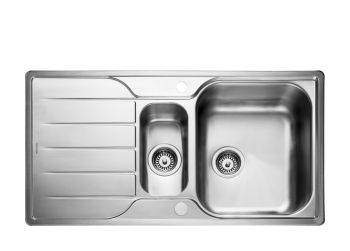 Rangemaster Michigan Polished Stainless steel 1.5 bowl Inset Kitchen Sink with drainer - MG9502