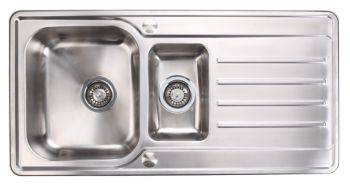 Häfele Abbey Polished Stainless steel 1.5 bowl Inset Kitchen Sink with drainer