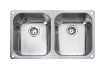 Rangemaster Atlantic Classic Polished Stainless steel Double bowl Undermount Kitchen Sink - UB3535