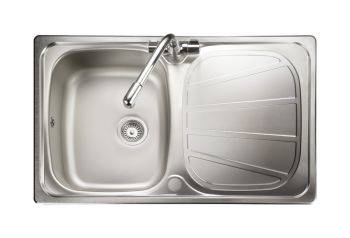 Rangemaster Baltimore Polished Stainless steel 340 mm Single bowl Inset Kitchen Sink with drainer - BL8001