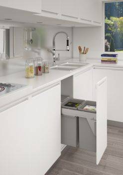 Stanto - 450mm door, 2 bins - integrated under counter pull out kitchen cupboard bin