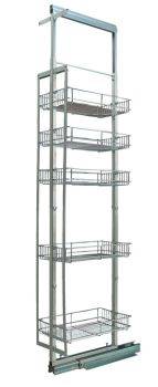 Hafele Pull Out Larder Unit, Chrome Linear Wire Baskets, Centre Mounting, Installed Height 1690-2090 mm, for Cabinet Width 300 mm