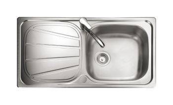 Rangemaster Baltimore Polished Stainless steel 420 mm Single bowl Inset Kitchen Sink with drainer - BL9501