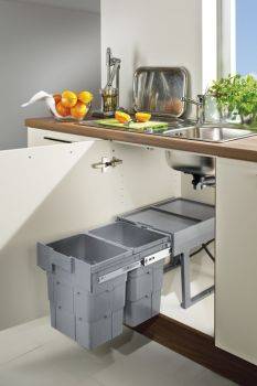 Ninka Easywaste - 400mm door, 2 bins - under sink pull out kitchen cupboard bin