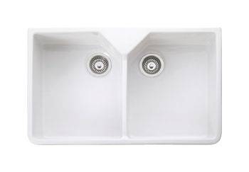Rangemaster Belfast White Ceramic Double bowl Belfast mount Kitchen Sink - CDB800WH