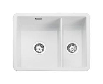 Rangemaster Rustique Ceramic White Ceramic 1.5 bowl Undermount Kitchen Sink - CRUB3216
