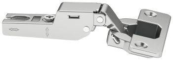 Hafele Metalla A, 110 degree slide on soft close kitchen cabinet hinge, for half overlay mounted doors - Nickel plated