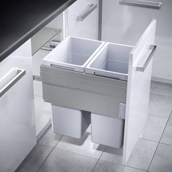 Hailo Euro Cargo - 500mm door, 2 bins - integrated under counter pull out kitchen cupboard bin