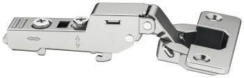 Hafele Metalla 310, 110 degree click on soft close kitchen cabinet hinge, for half overlay mounted doors - Nickel plated