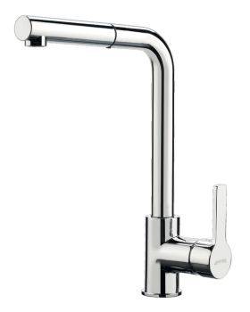 Smeg Miro, Single lever, L-Spout, Polished Chrome Pull Out Spray Kitchen Mixer Tap