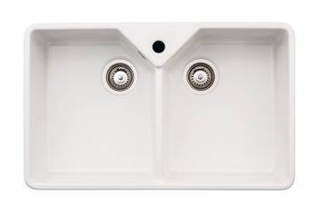 Abode Provincial White Ceramic Double bowl Belfast mount Kitchen Sink - AW1021
