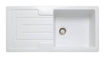 Rangemaster Austell Ceramic 449 mm Single bowl Inset Kitchen Sink with drainer - CAU10101WH/