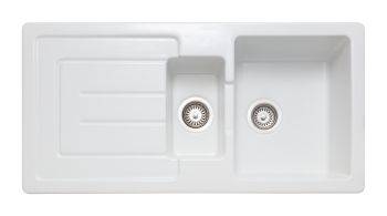 Rangemaster Austell Ceramic 1.5 bowl Inset Kitchen Sink with drainer - CAU10102WH/