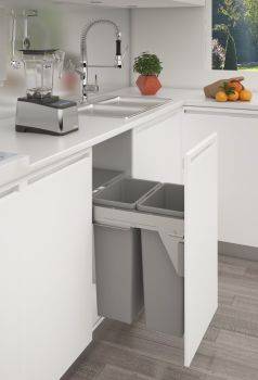 Stanto - 500mm door, 2 bins - integrated under counter pull out kitchen cupboard bin
