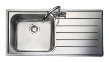 Rangemaster Oakland Polished Stainless steel 450 mm Single bowl Inset Kitchen Sink with drainer - OL9851