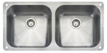Rangemaster Atlantic Classic Polished Stainless steel Double bowl Undermount Kitchen Sink - UB4040