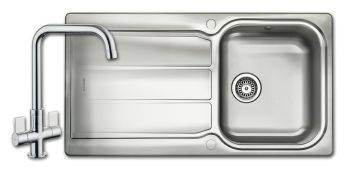 Rangemaster Glendale Single Bowl Sink and Aquaquad Tap Set - Reversible