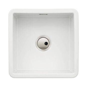 Abode Sandon White Ceramic 400 mm Square Inset or Undermount Kitchen Sink