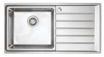 Hafele Veneto Satin Stainless steel 450 mm Single bowl Inset Kitchen Sink with drainer