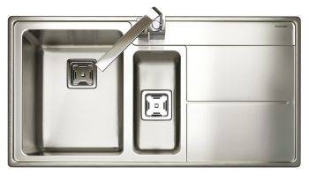 Rangemaster Arlington Brushed Stainless steel 1.5 bowl Inset Kitchen Sink with drainer