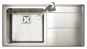 Rangemaster Arlington Brushed Stainless steel 450 mm Single bowl Inset Kitchen Sink with drainer