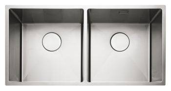 Rangemaster Kube Brushed Stainless steel 2 bowl Inset or Undermount Kitchen Sink
