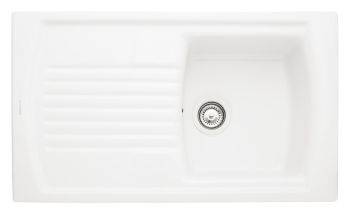 Rangemaster Tenby White Ceramic 330 mm Single bowl Inset Kitchen Sink with drainer - CTE8501WH/