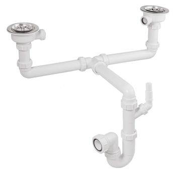 Rangemaster Fire-clay ceramic sink, Double waste kit WKIT24