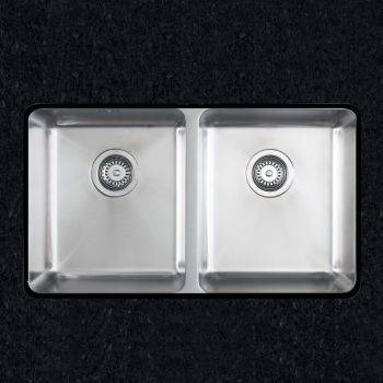 Clearwater Salsa Brushed Stainless steel Double bowl Undermount Kitchen Sink