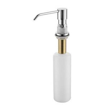The1810 Henry Holt stainless steel soap dispenser with brass pump tube and white ceramic reservoir